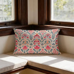 Vintage Boho Pink Teal and Gold Damask Floral Pillow Covers 12x20, Ethnic - Image 3