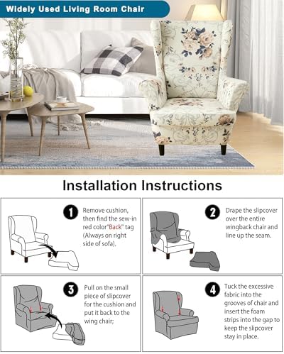 CRFATOP Wingback Chair Covers Stretch Armchair Slipcovers - Image 5
