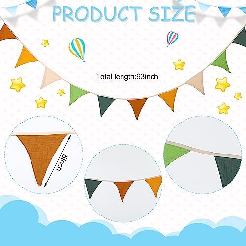 Oudain 2 Pcs Pennant Banner Flags Nursery Garland Triangle, Retro Forest - Image 2