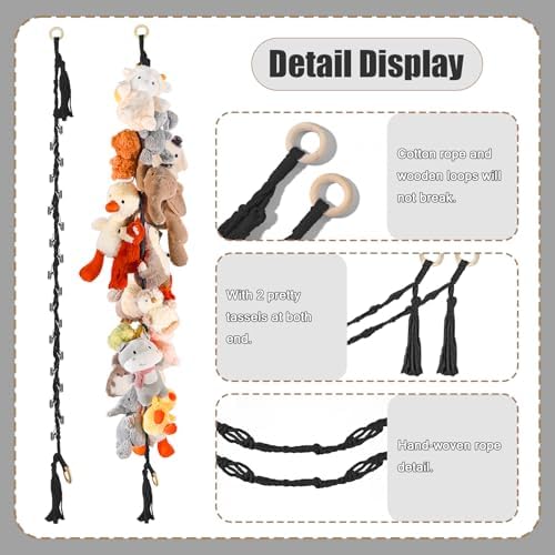 CERETIA 80" Stuffed Animal Organizer Chain, Wall Corner Storage - Image 6