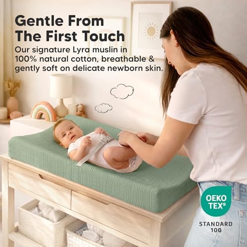 2-Pack Muslin Diaper Changing Pad Covers Boy, Soft Breathable - Image 3