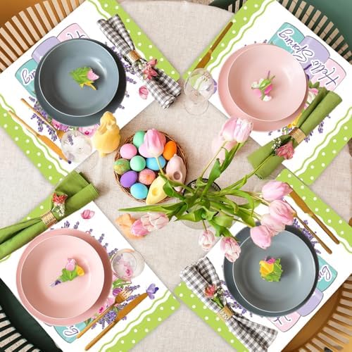 Spring Placemats Set of 6 Tulip Vase Plastic Table Mat 17×13×0.04in - Image 5