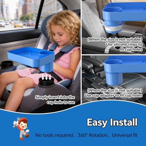 Car Seat Tray for Toddlers, Kids Travel Snack Tray for Road Trips Blue - Image 4