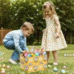 Large Cute Easter Basket for Kid Empty Gift Baby Rectangle Storage Bin Bunny - Image 4