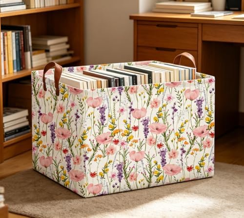 Rectangle Storage Basket with Handles, Collapsible Storage Bin, Books Box - Image 4