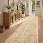 Floral Animal Neutral Tan 2x10 Long Hallway Entryway Runner Rug, Washable Non by Jainmy