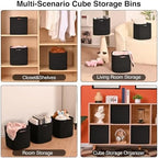 ICERZCZ 11 Inch Cube Storage Bins, Storage Cube Organizer Bins, Woven Cotton - Image 4