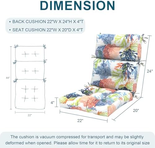 DYTXIII Outdoor High Back Chair Cushions Set of 2, Water Repellent Tufted - Image 3
