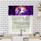 Cute Unicorn Valance, Cartoon Pink Unicorn Rainbow Purple Starry Sky Stars - Image 4