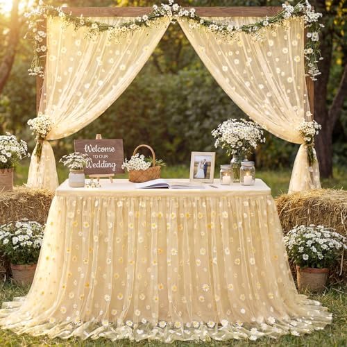 4 Pcs Yellow Daisy Table Runner 29x70 Inch, Lace - Image 6