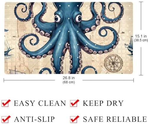 Non Slip Bathtub and Shower Mat 26.8x15.1 inch, Bath Mat - Image 4