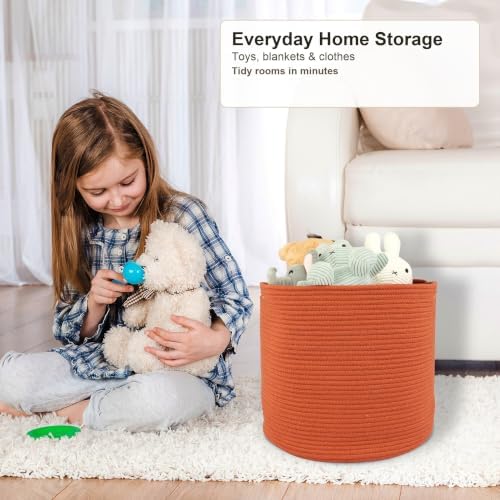 XUANGUO Cotton Rope Basket For Girls Boys Kids 16”X14” rustic - Image 6
