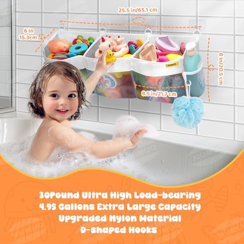 Bath Toy Organizer 3 Compartment Bath Toy Storage Bag Shower Caddy - Image 2