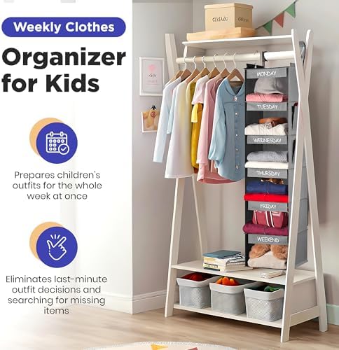 Hanging Closet Organizer 6-Shelf Kids Clothing - Image 3