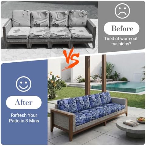 8Pcs Patio Cushion Covers Stretch Outdoor Furniture Protector Slipcovers - Image 4