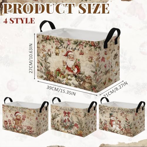 4 Pack Christmas Storage Bin Collapsible Large Christmas Gingerbread Storage - Image 2