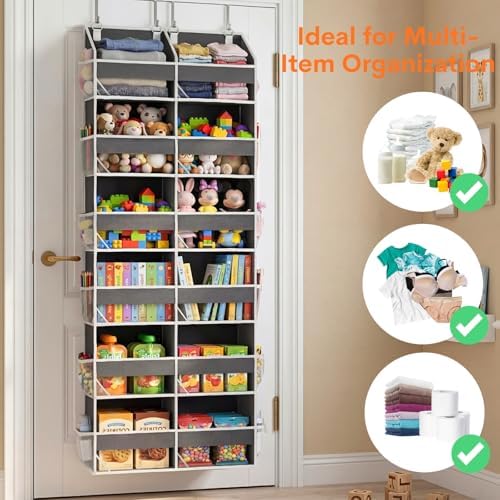Over the Door Organizer 6 Tiers, Extra Large Behind Door Storage of 12 - Image 5