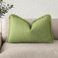 Foindtower Decorative Linen Fringe Lumbar Throw Pillow Covers Cozy Boho by Foindtower