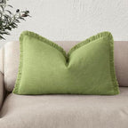 Foindtower Decorative Linen Fringe Lumbar Throw Pillow Covers Cozy Boho by Foindtower