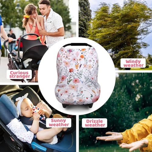 Rquite 4-in-1 Baby Car Seat Canopy, Stretchy Nursing Breastfeeding Cover - Image 7