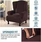 H.VERSAILTEX Wingback Chair Covers Velvet Plush Wing Chair Slipcover 1 Piece - Image 4
