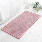 Chenille Bathroom Rug 26"x44" Blush, Non-Slip Plush Bath Mat by Kildoss