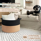 INDRESSME XXXLarge Woven Rope Blanket Basket Living Room Black Camel - Image 6