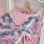 3 Pieces Flowers Crib Bedding Set Baby Ruffled Quilted Comforter - Image 6