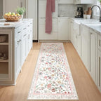 Rugalia Floral Washable Runner Rug, 2.6x8 Pink Rug Runners - Image 5
