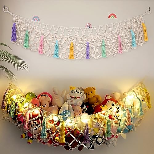 Stuffed Animal Net or Hammock, Large Stuffed Animal Storage Macrame Toy Hammock by FLOCNOKY
