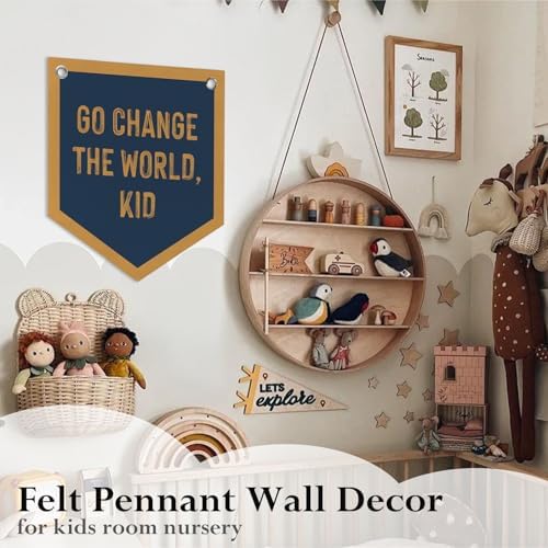 Nursery Playroom Decor Go Change The World Kid Pennant Banner Flags - Image 2