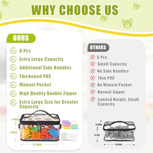 8 Pack Large Clear Toy Storage Bags - Image 2