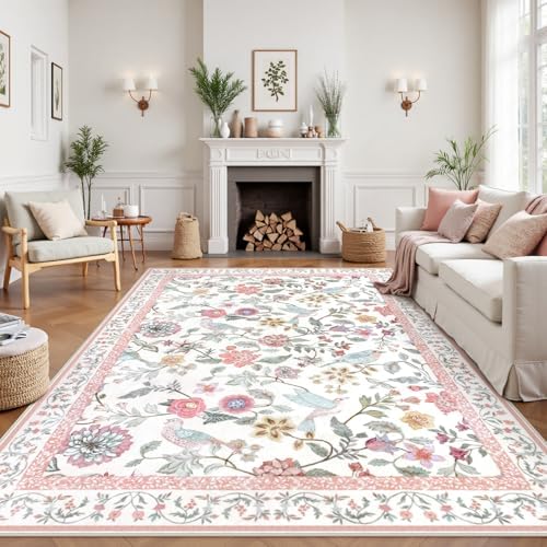 Rugalia Floral Washable 6x9 Area Rugs by Rugalia