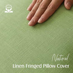 Foindtower Decorative Linen Fringe Throw Pillow Covers 20×20 Lime Green - Image 2
