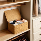 Nonam Large Wicker Basket with Lid, Seagrass Shelf Storage Basket - Image 4