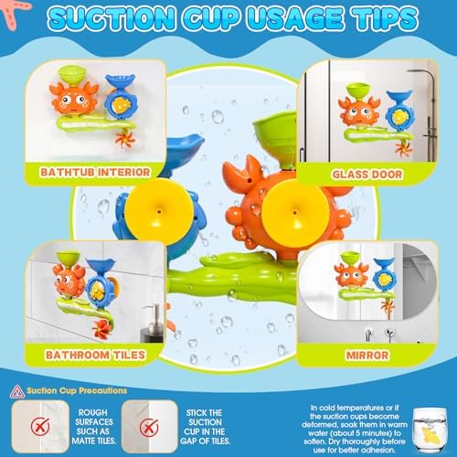 Crab Bath Toys for Toddlers 1-3, Spinning Water Wheel Bathtub Water Toy - Image 4