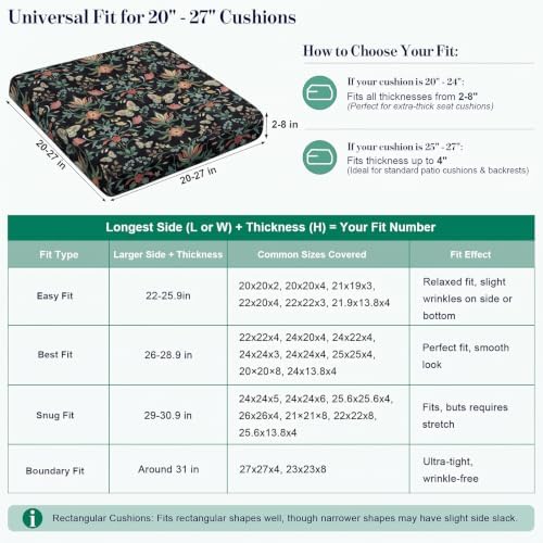 8Pcs Patio Cushion Covers Stretch Outdoor Furniture Protector Slipcovers - Image 3