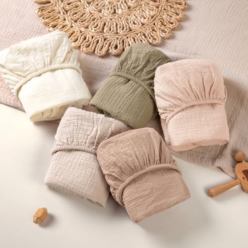 lulumoon Muslin Bassinet Sheets 3Pack: Fitted Most Bedside Sleeper Mattress - Image 6
