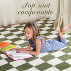 Super Soft Rug for Bedroom, 5x7 Ft Green and White Area Rug Classic Checkered - Image 5