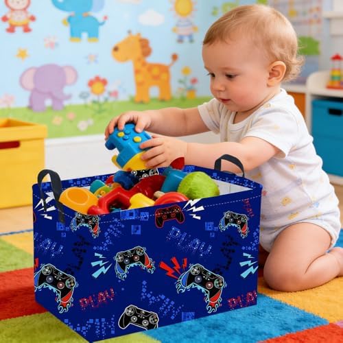 Rectangular Game Basket for Boys, Game Storage Bin, Boy Storage Basket - Image 3