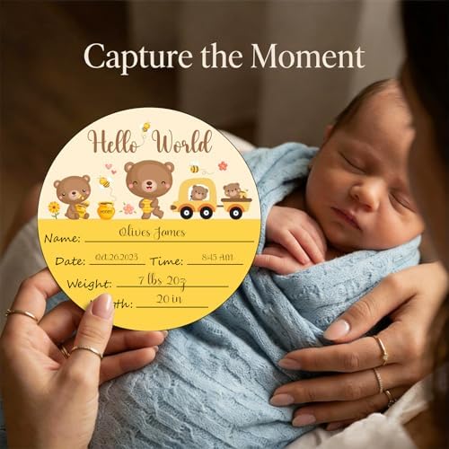 Birth Announcement Sign Baby Name Nursery Decor Hello World - Image 2