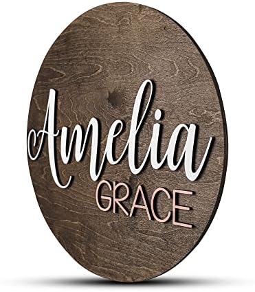 Custom Round Nursery Name Sign, Personalized Wooden Wall Plaque, Baby Shower - Image 2