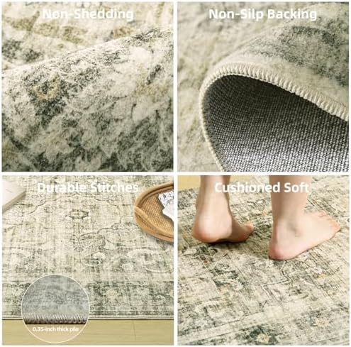 10x14 Area Rugs for Living Room: Large Washable Rug Non Slip Low Pile Soft Faux - Image 3