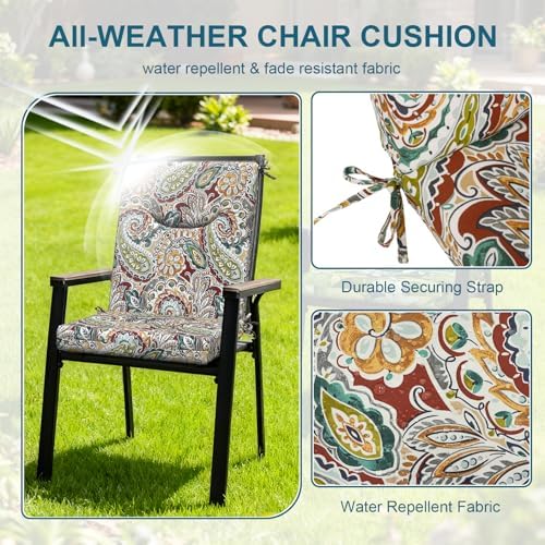DYTXIII Outdoor High Back Chair Cushions Set of 2, 44x20 in Water Repellent - Image 4