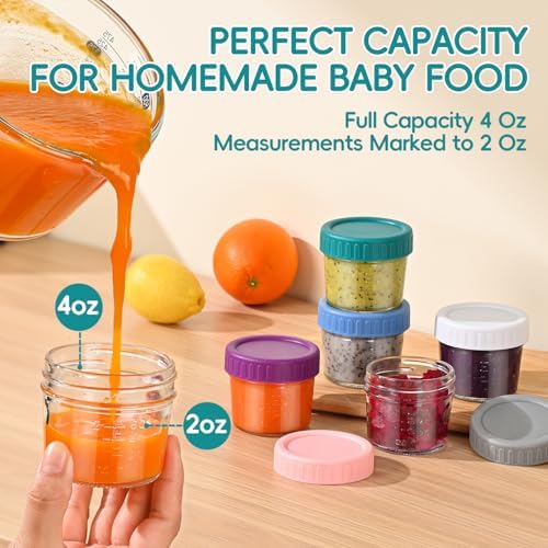 Dehov 4 OZ Glass Baby Food Storage Containers Set Of 12, Small Puree Jars - Image 3