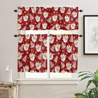 Red Christmas Kitchen Curtains and Valances Set, Santa Claus Merry Christmas - Image 3