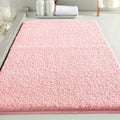 Polyester Bathroom Rug 24"x40" Pink, Non-Slip Soft Shaggy Bath Mat by Kildoss