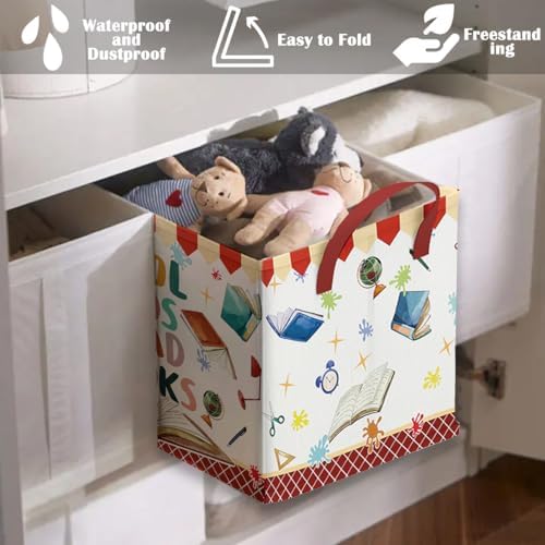 Runtoo Cool Kids Read Books Storage Bins Inspirational Quotes Book Basket Toys - Image 3
