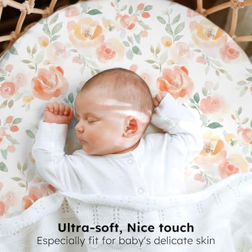 Baby Bassinet Sheets, 3 Pack Fitted Bassinet Mattress Sheets, Compatible - Image 2