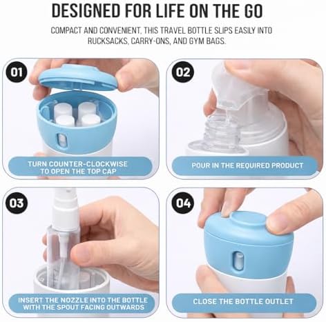Travigo 4-in-1 Travel Dispenser Bottle, TSA Approved, Leak Proof, Four Reusable - Image 4